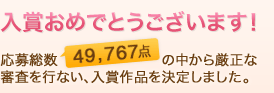 入賞おめでとうございます。応募総数49,767点の中から厳正な審査を行ない、入賞作品を決定しました。